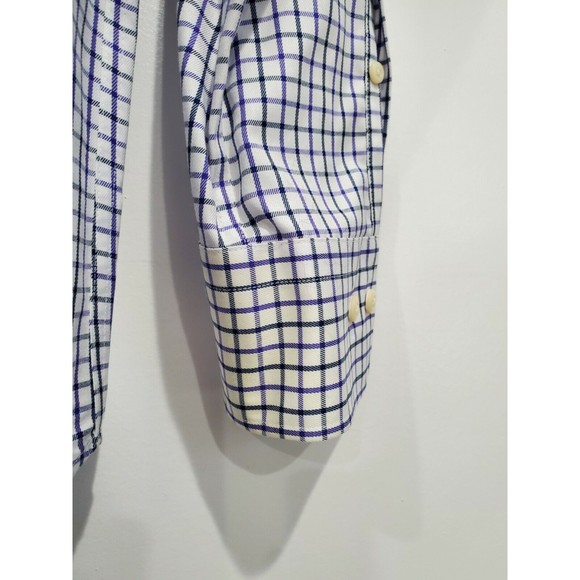 Peter Millar Button Up Shirt Mens Medium Purple Plaid Long Sleeve Nanoluxe - Picture 5 of 5